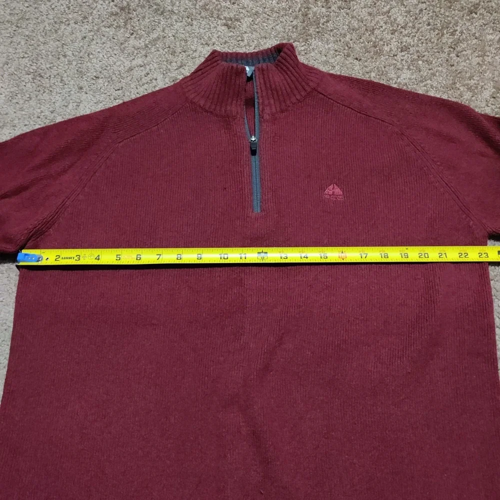 Nike ACG Mens Size M Zip Sweater Red Wool‎ Blend Knit Pullover Outdoors Hiking